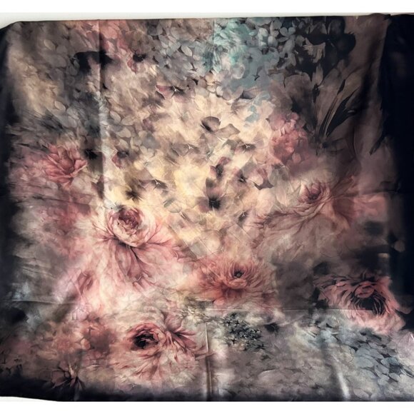 Valentino Dark Moody Florals Silk Hand Rolled Scarf - Picture 1 of 8